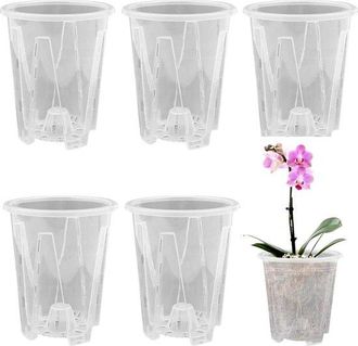 No Brand Maceta Transparente Para Orqu&iacute;deas, Maceta De Pl&aacute;stico Con Orificios De Drenaje, Maceta Transpirable Para Orqu&iacute;deas, Maceta De Pl&aacute;stico Con Ranuras, P