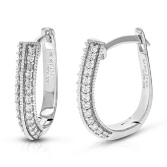 Vir Jewels 1/3 cttw Lab Grown Diamond Hoops Earrings in Sterling Silver With Hidden Post For Women