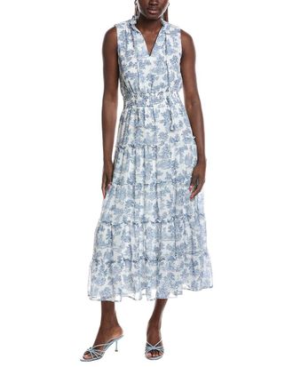 1.State 1.State Printed Ruffle Neck Maxi Dress