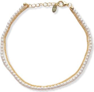 Argento Vivo Faux Pearl & Chain Bracelet in Gold at Nordstrom