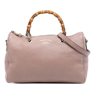 Gucci Blush Medium Calfskin Bamboo Shopper Boston Bag