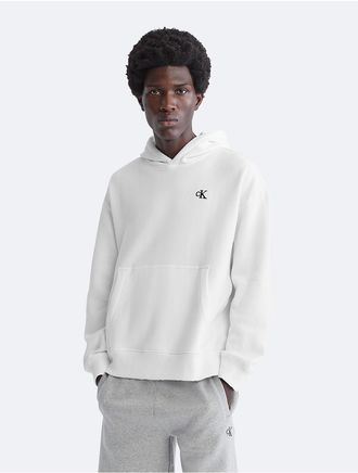 Calvin Klein Mens Archive Logo Relaxed Fleece Hoodie - White - XS