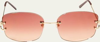 Cartier Rimless Round Metal & Acetate Sunglasses