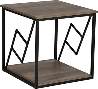 Beliani Beliani - Mesa Auxiliar Con Tablero De Madera Oscura Marco De Metal Negro 56 X 56 Cm Cuadrada Sala De Estar Industrial Moderna Forres