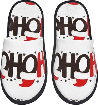 Generic Slippers Hohoho Christmas Furry House Slippers Portable Anti-Slide Slipper For Travel Bedroom Room L