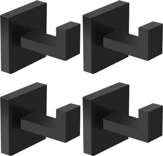 OEM Crochet A Serviettes - Acero Inoxidable - Negro Mate - Forma Cuadrada - 2 Pulgadas - Para Ba&ntilde;o Cocina Dormitorio Armario - Lote De 4