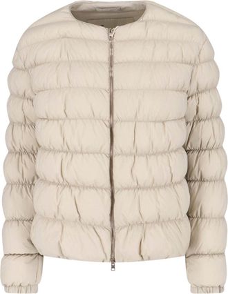 Herno Minimalist White Jacket With Structured Silhouette And High Collar