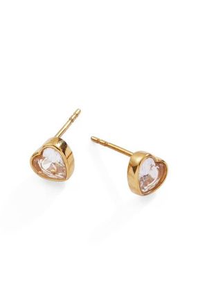 Alex and Ani Crystal Heart Mini Stud Earrings in Gold at Nordstrom