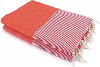 Febronie Fouta panel de abeja xxl algod&oacute;n 200x200 rojo coral