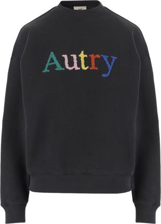 Autry Black Embroidered Cotton Sweatshirt
