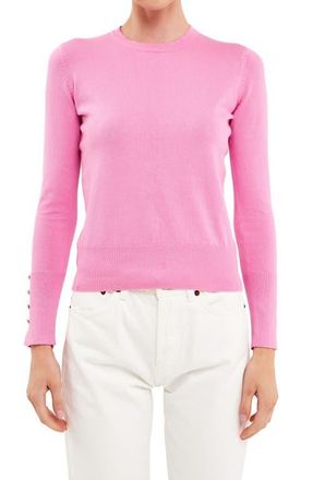 endless rose Button Cuff Sweater in Pink at Nordstrom, Size X-Small