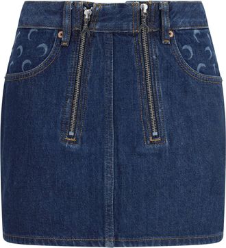 Marine Serre Womens Mini Skirt Zipped Midnight Blue Cotton