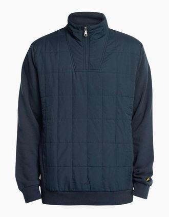 Lyle & Scott Mens Lyle & Scott Hybrid Quilted Navy Blue Half-Zip Sweatshirt - Size: XXL
