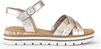 Gabor Gouden Leren Comfort Sandalen - Dames - Sleehakken - Geel - 35 EU - Leer - Schoenen