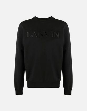 Lanvin Mens Lanvin Paris Logo Embroidered Sweatshirt in Black - Size: 42