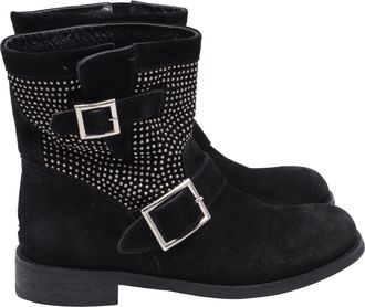 Jimmy Choo London Studded Ankle Boots in Black Suede