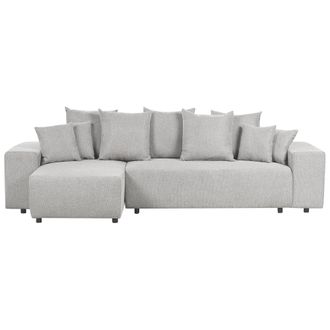 Beliani Beliani - Sof&aacute; Cama Esquinero De Tela Con Cojines Estilo Moderno A La Derecha En Gris Claro Luspa