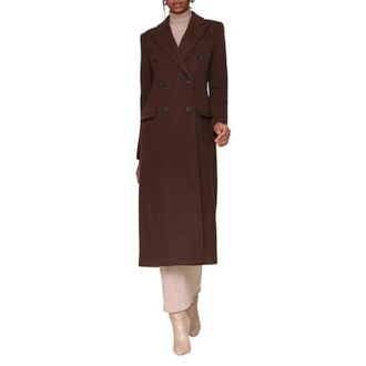 Avec Les Filles Strong Shoulder Hourglass Coat Womens Espresso GBO3888