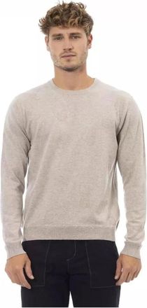 Alpha Studio Truien & Vesten, Heren, Beige, L, Wol, Beige Crewneck Sweater veelzijdig stijlvol ontwerp