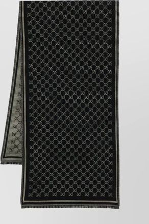Gucci reversible geometric wool scarf fringe detailing