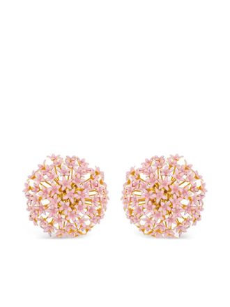 Oscar De La Renta large Foxglove pompom earrings - women - Brass - One Size - Gold