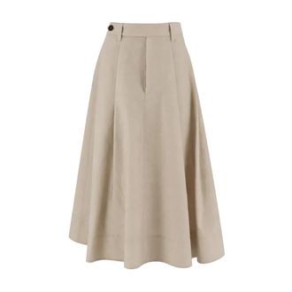 Brunello Cucinelli Brunello Cucinelli, Midi Skirts, female, Beige, Size: 2XS Techno Cotton Poplin Skirt