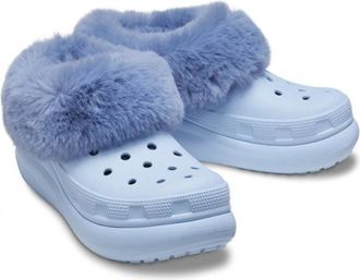 Crocs Furever Crush 208446-4NS Clogs Blue Faux Shearling Lined JAX1234
