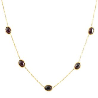 Pompeii3 14k Yellow Gold Garnet Station Necklace By The Yard Design 18