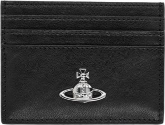Vivienne Westwood Rectangular Black Calf Leather Wallet with Silver Emblem