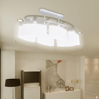 Berkfield Home Ceiling Lamp with Ellipsoid Glass Shades 2 pcs E14 in White
