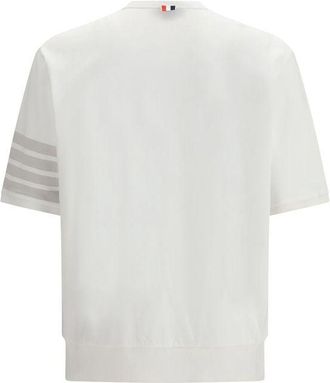 Thom Browne 4-Bar Striped Cotton T-Shirt - White