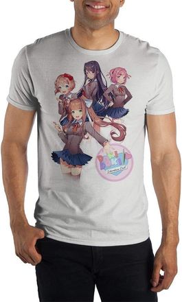 OFF Doki Doki Literature Club! Shirt Delete Panic Mens Tops Tees Street Wear T-Shirt Grey