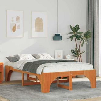 vidaXL Estructura De Cama Marr&oacute;n Madera Maciza De Pino Vidaxl