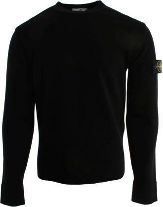 Stone Island Round-neck Knitwear, male, Blue, Size: S Wool Mix Crew Neck Sweater