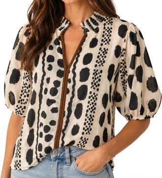 THML Clothing Abstract Dot Pattern Top In Cream