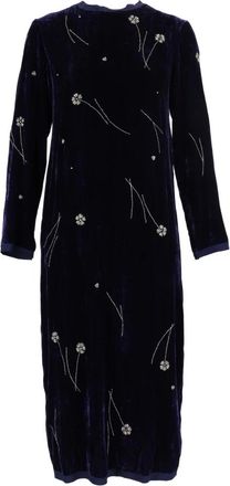 Forte_Forte Vestido midi de terciopelo bordado Fleurs dOrient - Dresses - Mujer - Azul - S