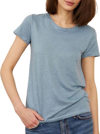 Majestic Filatures Womens Stretch Linen Short Sleeve Crewneck Top In Ocean