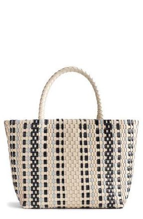 Madewell Leather Stripe Mini Woven Tote in Alabaster Multi at Nordstrom Rack