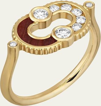 Viltier Magnetic Semi Bull-Eye Ring in 18K Yellow Gold and Diamonds