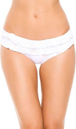 PQ Swim Womens Bahama Hipster Crochet Ruffle Bikini Bottom Swimsuit Small In White