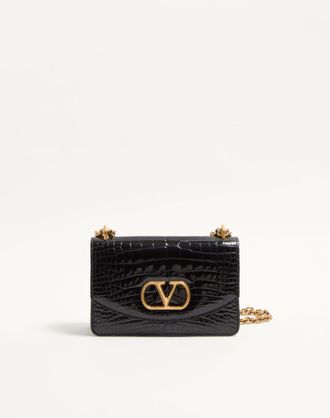 Valentino Garavani Valentino Garavani Vain Small Shoulder Bag In Crocodile Leather Wo