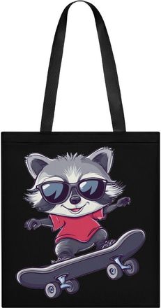 Generic Raccoon Cool Skateboard Tote Bag for Women Men Shoulder Bags Purses Pouch Handbags