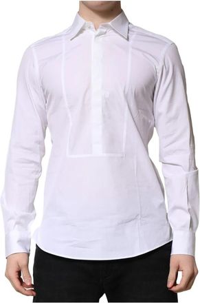 Dolce & Gabbana Dress Shirt - Heren - Casual Overhemden - Wit - S - Katoen - Overhemden