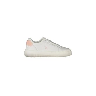 Calvin Klein Schoenen, Dames, Wit, 41 EU, Witte Roze Leren Sneaker met Verwijderbare Binnenzool