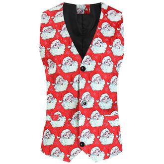 Generic Mens Christmas Festive Waistcoat - V Neck Sleeveless Slim Fit Party Dress Vest Suit - White
