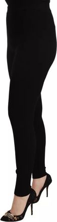 Dolce & Gabbana Black High Waist Stretch Pants Womens Tights