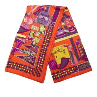 Herm&egrave;s Pre-owned Scarves, female, Orange, Size: ONE SIZE Pre-owned Les Trophees Scarf