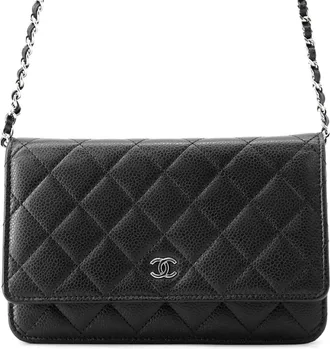 Chanel Black Grained Calfskin Chain/Shoulder Wallet (Pre-Owned)