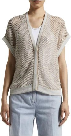 PESERICO Cardigan Punto Manga Corta - Dames - Vesten - Beige - M - Truien & Vesten