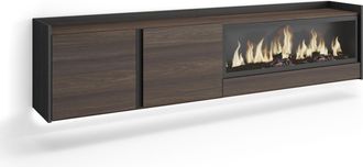 Skraut Home Skraut Home - Mueble Tv, Televisi&oacute;n, Muebles De Sal&oacute;n, Almacenaje, 212x35x50cm, Para Tv Hasta 80, Chimenea El&eacute;ctrica Xxl, Colgado, Suspendido, Led, Es